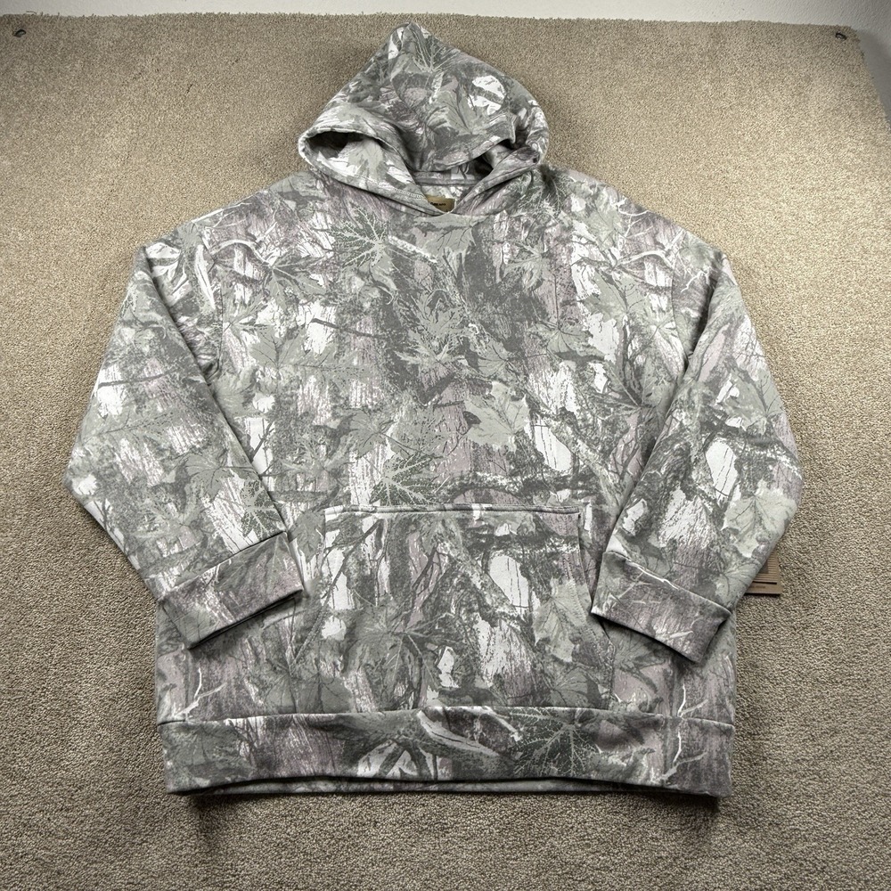 Broken‎ Threads  Hoodie Large Camo Gray Pink Long Sleeve Kangaroo Pocket
